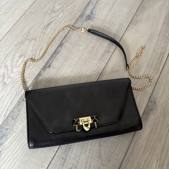 Valentino Garavani Handbags - Valentino Garavani Vitello Demilune Chain Clutch Black